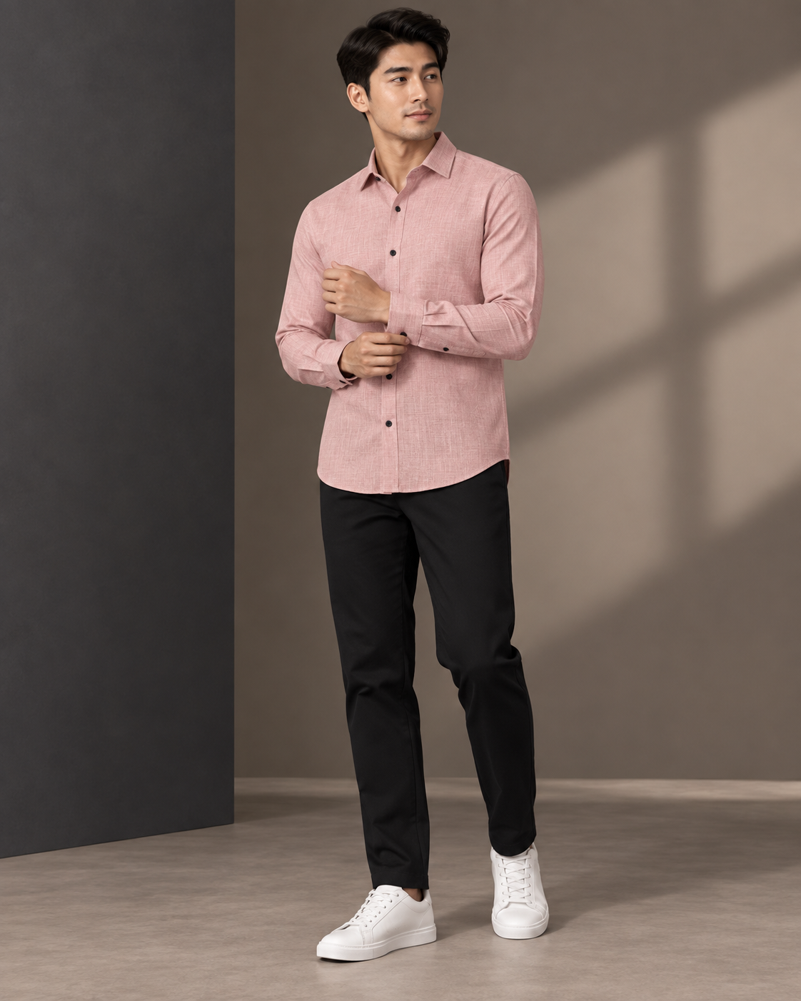 Best wholesale mens clothing in Washermanpet - model wearing a Jacky and Jamey pink shirt collection