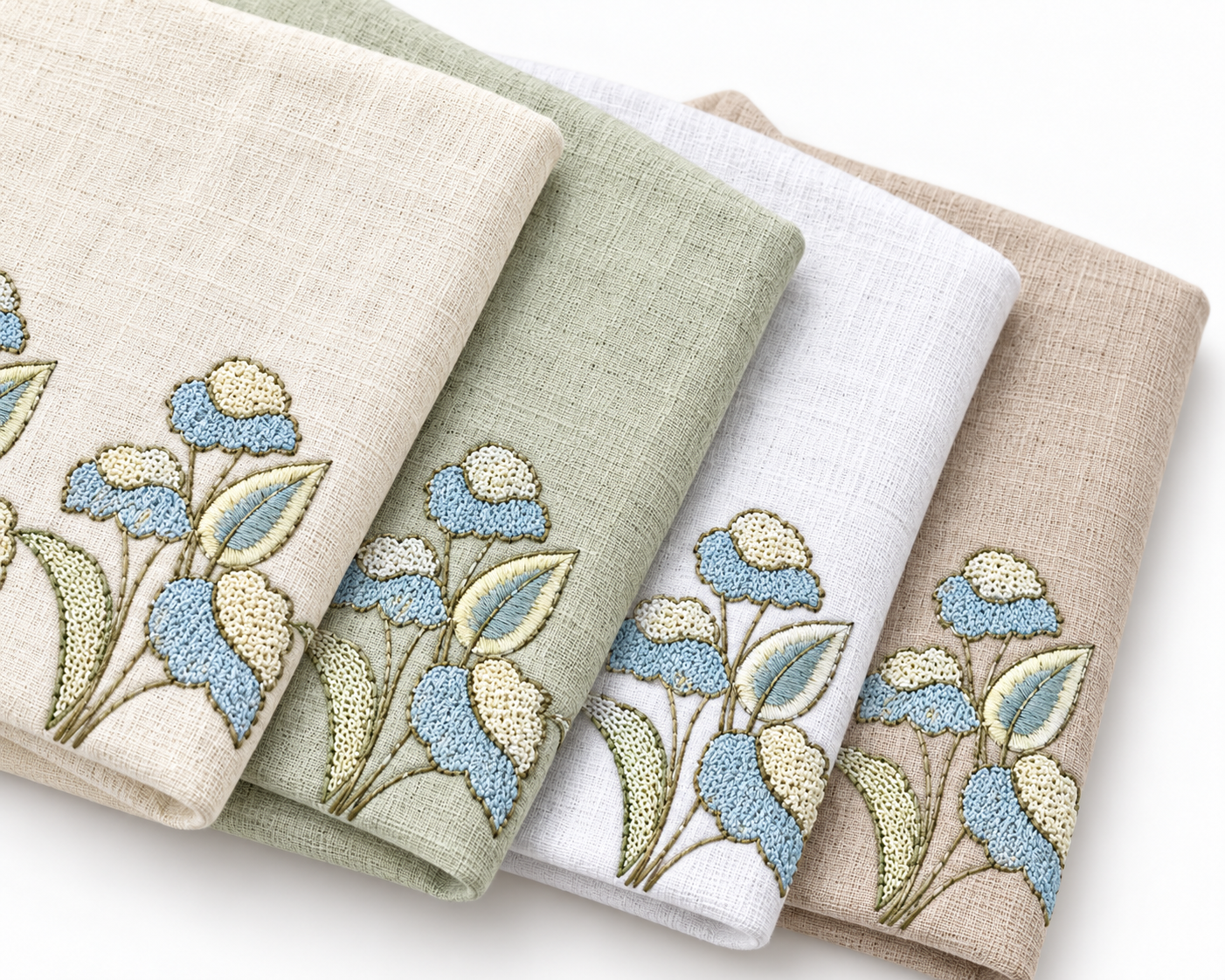 Blue floral embroidered shirt fabric and colour range