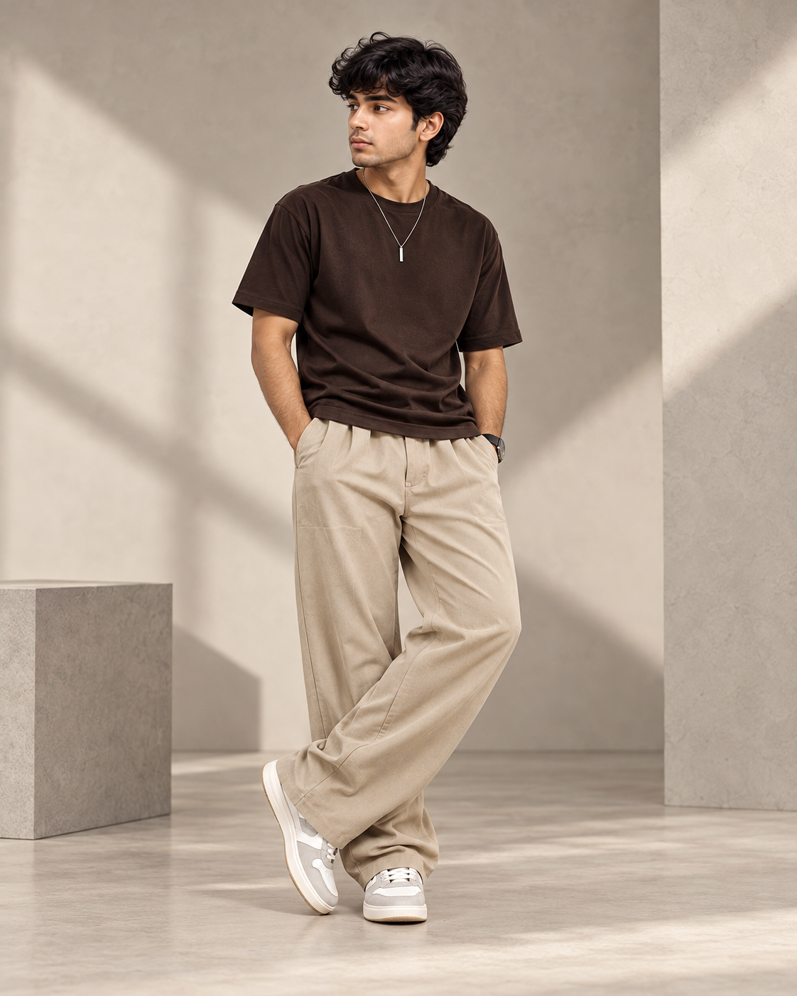 Professional studio image of a plain men's T-shirt