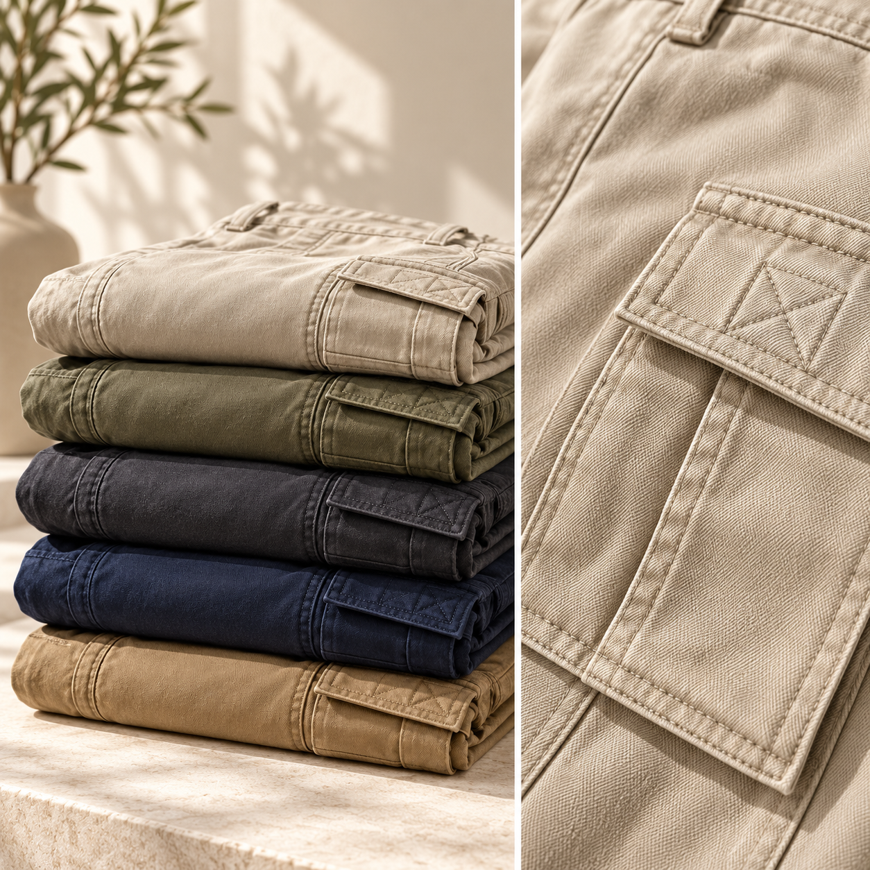 Professional pocket cargo fabric and colour range