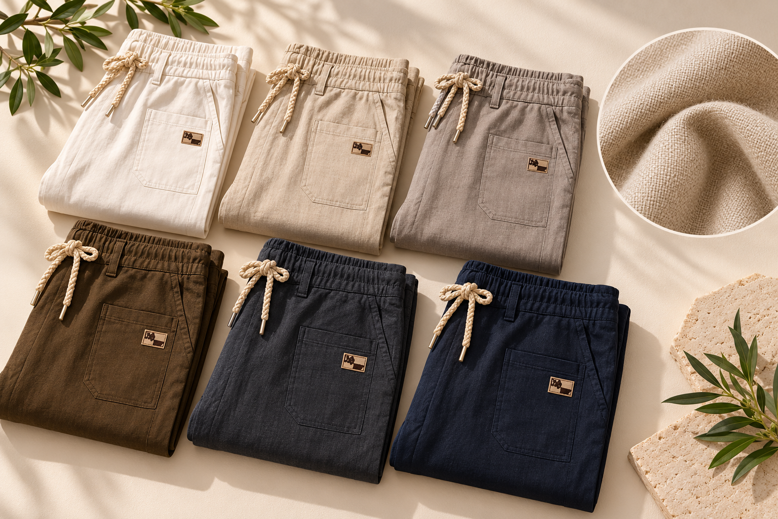 Professional linen trouser fabric and colour range